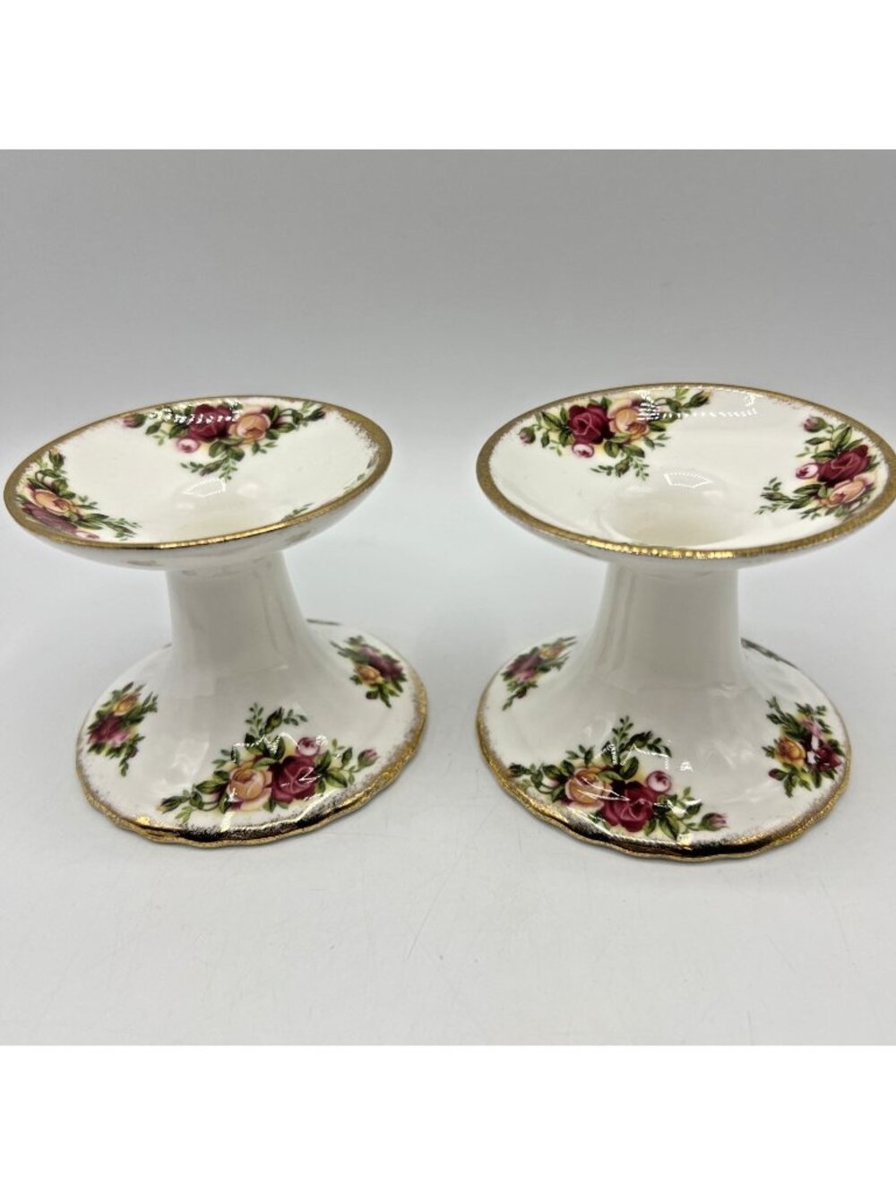 Royal Albert Old Country Roses Candlesticks Pair Taper Candle Holder